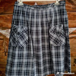 US10🎃 Emo Plaid Vintage Skirt by Stephanie Phillips Black & White Wester